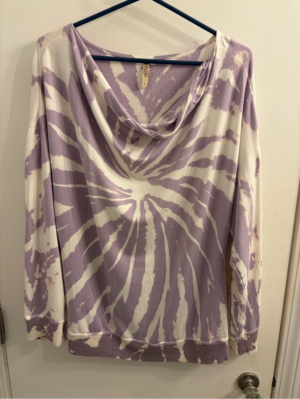 XCVI Lilac and Cream Tie-Dye Cowl Neck Tunic